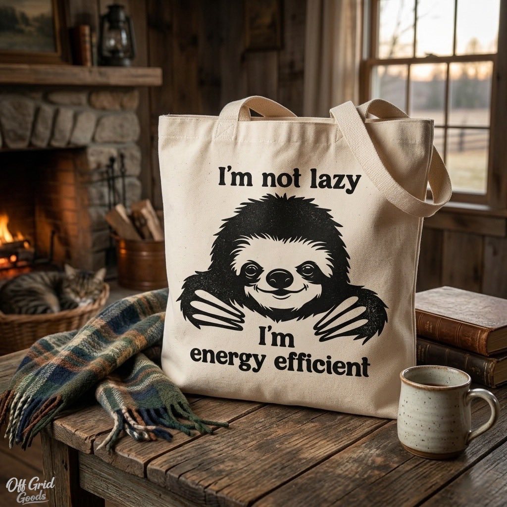 I’m Not Lazy, I’m Energy Efficient | Canvas Tote