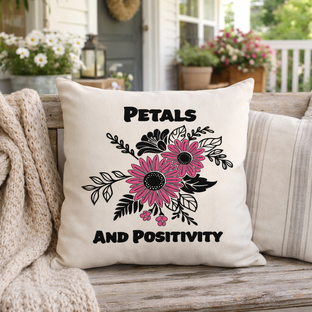 Petals and Positivity - Throw Pillow