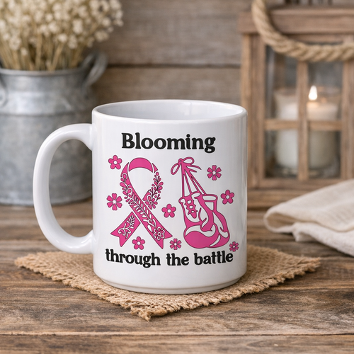 Blooming through the battle coffee mug