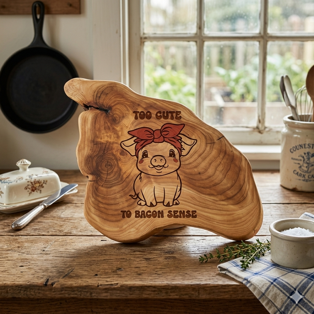 Too Cute to Bacon Sense Decoupage Wooden Sign