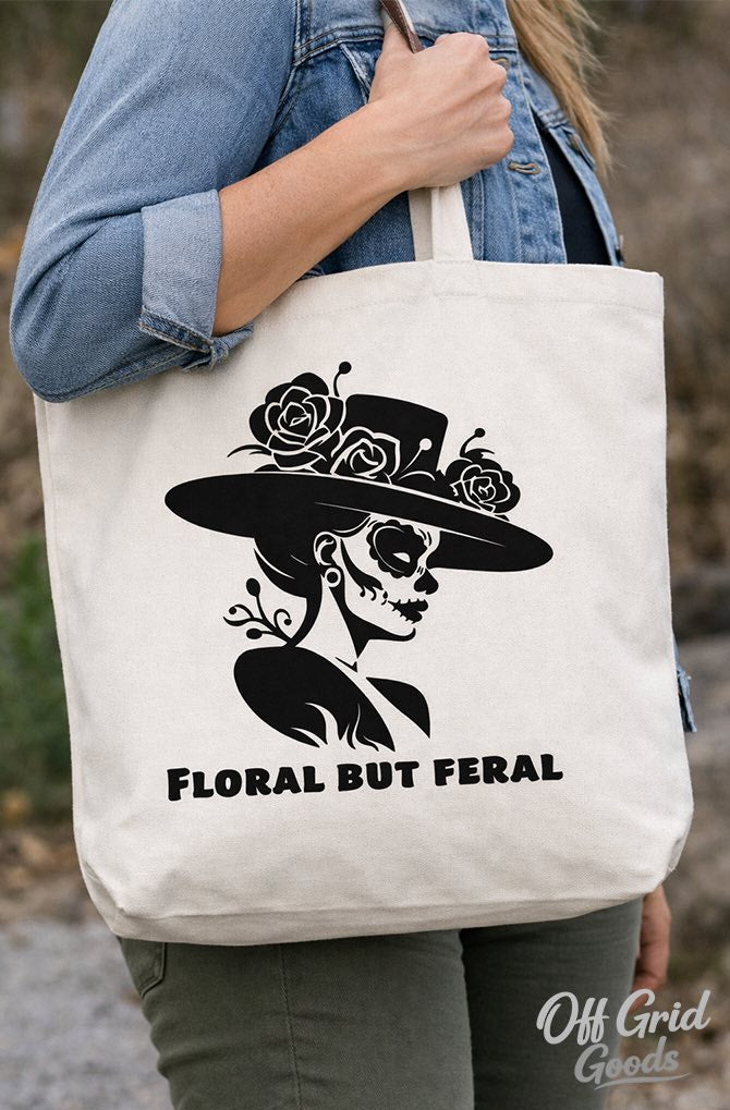 Floral But Feral tote