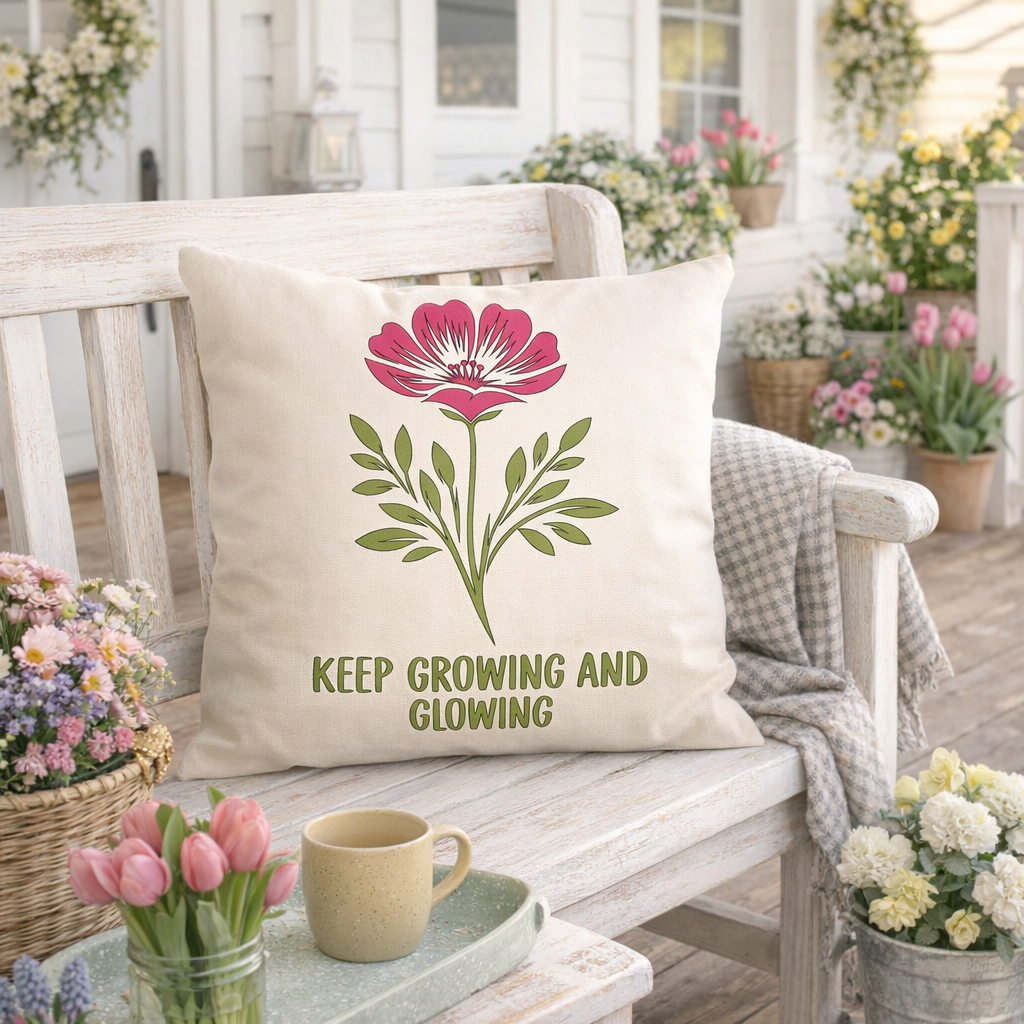 Keep Growing and Glowing - Decorative Pillow