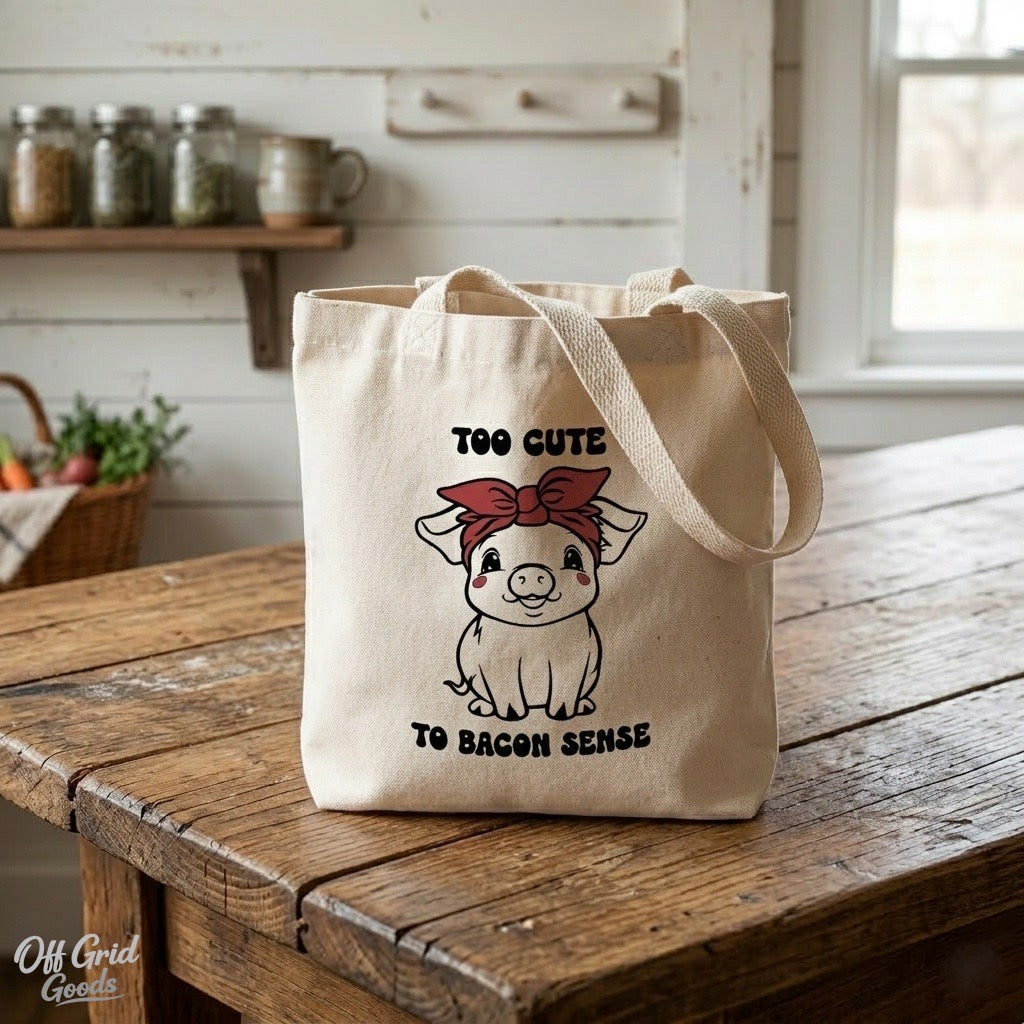 Too Cute to Bacon Sense | Canvas Tote Bag